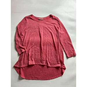 Soft Surroundings Sweater Womens Large 3/4 Sleeve High Low Lightweight Pullover
